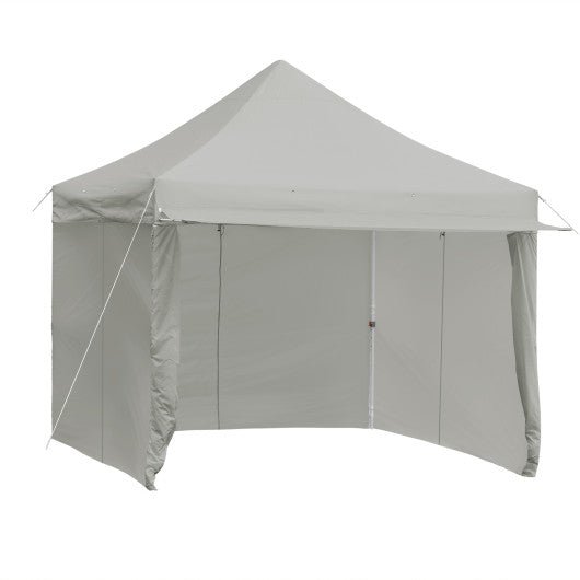  - 10 x 10 Feet Pop up Gazebo with 4 Height and Adjust Folding Awning - Gray - Outdoor Style Company