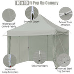  - 10 x 10 Feet Pop up Gazebo with 4 Height and Adjust Folding Awning - Gray - Outdoor Style Company