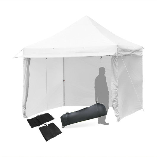  - 10 x 10 Feet Pop up Gazebo with 4 Height and Adjust Folding Awning - White - Outdoor Style Company