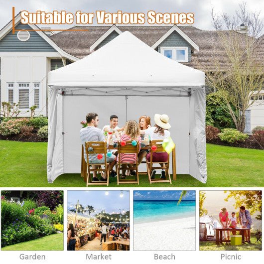  - 10 x 10 Feet Pop up Gazebo with 4 Height and Adjust Folding Awning - White - Outdoor Style Company