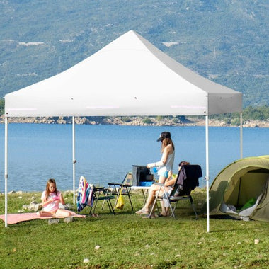  - 10 x 10 Feet Pop up Gazebo with 4 Height and Adjust Folding Awning - White - Outdoor Style Company