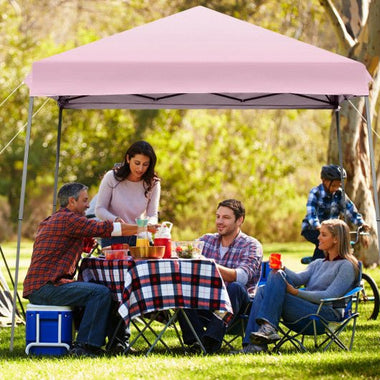  - 10 x 10 Feet Pop Up Tent Slant Leg Canopy with Detachable Side Wall - Pink - Outdoor Style Company