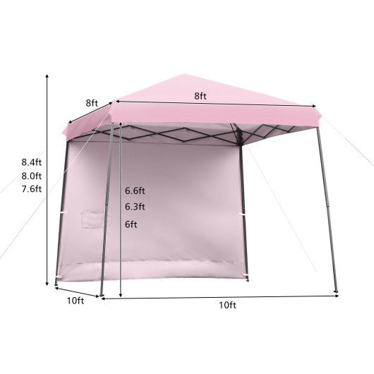  - 10 x 10 Feet Pop Up Tent Slant Leg Canopy with Detachable Side Wall - Pink - Outdoor Style Company