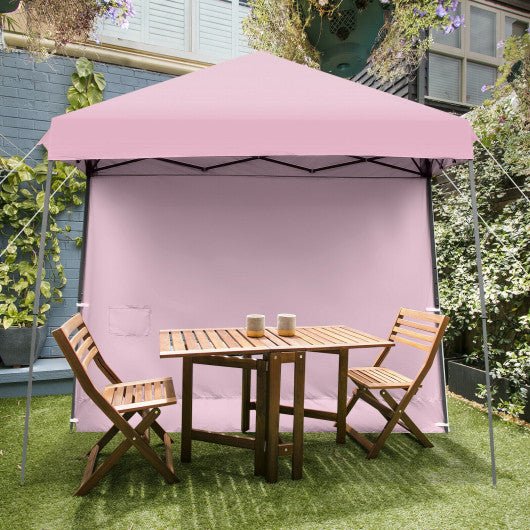  - 10 x 10 Feet Pop Up Tent Slant Leg Canopy with Detachable Side Wall - Pink - Outdoor Style Company