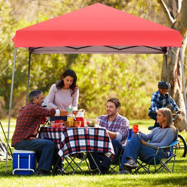  - 10 x 10 Feet Pop Up Tent Slant Leg Canopy with Detachable Side Wall - Red - Outdoor Style Company