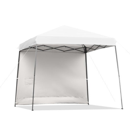  - 10 x 10 Feet Pop Up Tent Slant Leg Canopy with Detachable Side Wall - White - Outdoor Style Company