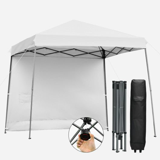  - 10 x 10 Feet Pop Up Tent Slant Leg Canopy with Detachable Side Wall - White - Outdoor Style Company