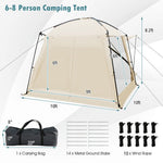  - 10 x 10 Feet Screened Canopy Tent w/ Vestibule and Zippered Door - Beige - Outdoor Style Company