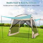  - 10 x 10 Feet Screened Canopy Tent w/ Vestibule and Zippered Door - Beige - Outdoor Style Company