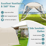  - 10 x 10 Feet Screened Canopy Tent w/ Vestibule and Zippered Door - Beige - Outdoor Style Company