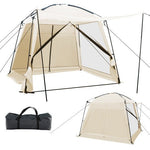  - 10 x 10 Feet Screened Canopy Tent w/ Vestibule and Zippered Door - Beige - Outdoor Style Company