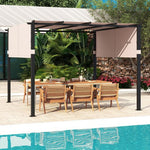  - 10 x 10 ft Flat Top Pergola with Retractable Canopy for Garden Pool Porch and Backyard - Outdoor Style Company