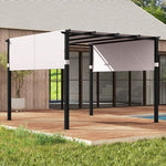  - 10 x 10 ft Flat Top Pergola with Retractable Canopy for Garden Pool Porch and Backyard - Outdoor Style Company