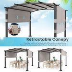  - 10 x 10 ft Outdoor Pergola Modern Arched Patio Garden Shelter with Retractable Sunshade Canopy - Outdoor Style Company