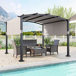  - 10 x 10 ft Outdoor Pergola Modern Arched Patio Garden Shelter with Retractable Sunshade Canopy - Outdoor Style Company