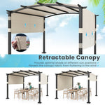  - 10 x 10 ft Outdoor Pergola Modern Arched Patio Garden Shelter with Retractable Sunshade Canopy - Outdoor Style Company