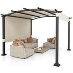  - 10 x 10 ft Outdoor Pergola Modern Arched Patio Garden Shelter with Retractable Sunshade Canopy - Outdoor Style Company