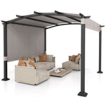  - 10 x 10 ft Outdoor Pergola Modern Arched Patio Garden Shelter with Retractable Sunshade Canopy - Outdoor Style Company