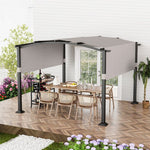  - 10 x 10 ft Outdoor Pergola Modern Arched Patio Garden Shelter with Retractable Sunshade Canopy - Outdoor Style Company