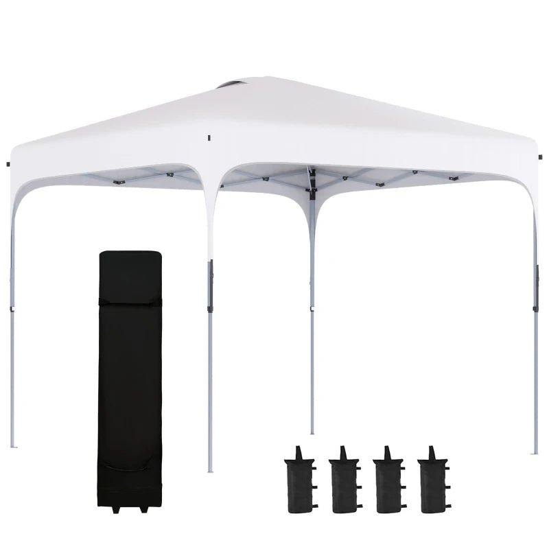 Outdoor Aosom - 10' x 10' Pop Up Canopy with Adjustable Height, Foldable Gazebo Tent with Carry Bag with Wheels and 4 Leg Weight Bags for Outdoor White - Outdoor Style Company