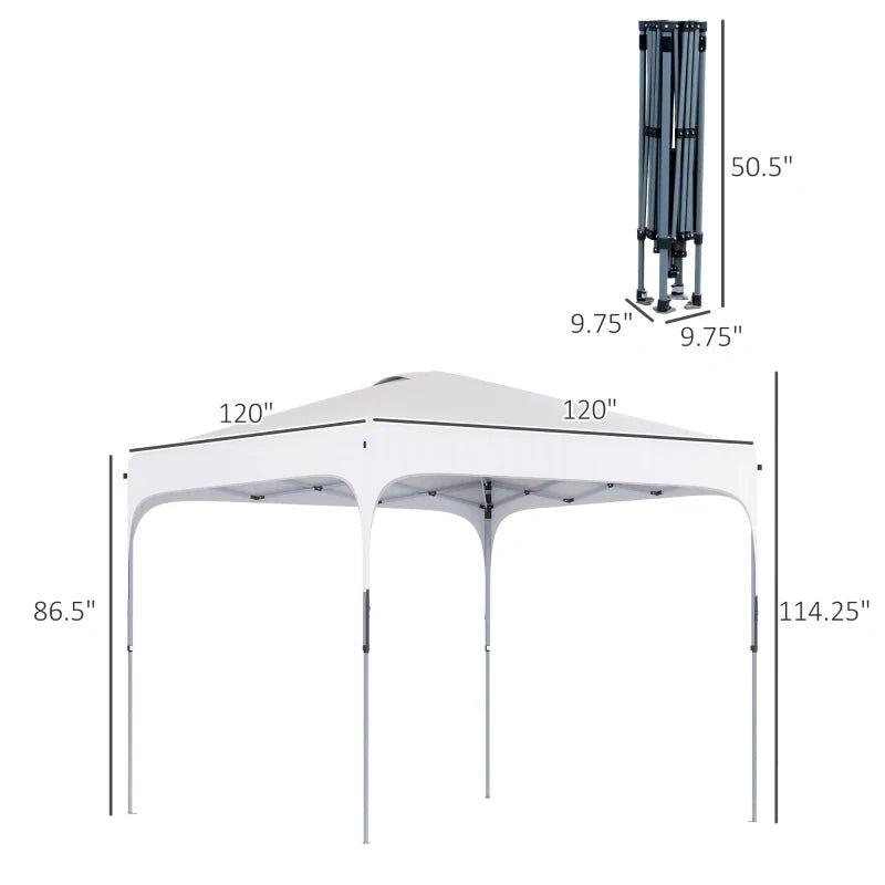 Outdoor Aosom - 10' x 10' Pop Up Canopy with Adjustable Height, Foldable Gazebo Tent with Carry Bag with Wheels and 4 Leg Weight Bags for Outdoor White - Outdoor Style Company