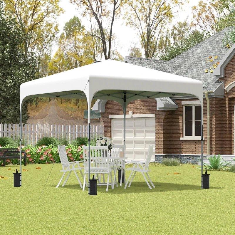 Outdoor Aosom - 10' x 10' Pop Up Canopy with Adjustable Height, Foldable Gazebo Tent with Carry Bag with Wheels and 4 Leg Weight Bags for Outdoor White - Outdoor Style Company