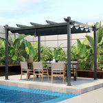  - 10 x 12 Feet Outdoor Aluminum Retractable Pergola Canopy Shelter Grape Trellis - Outdoor Style Company