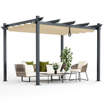  - 10 x 12 Feet Outdoor Aluminum Retractable Pergola Canopy Shelter Grape Trellis - Outdoor Style Company