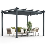  - 10 x 12 Feet Outdoor Aluminum Retractable Pergola Canopy Shelter Grape Trellis - Outdoor Style Company