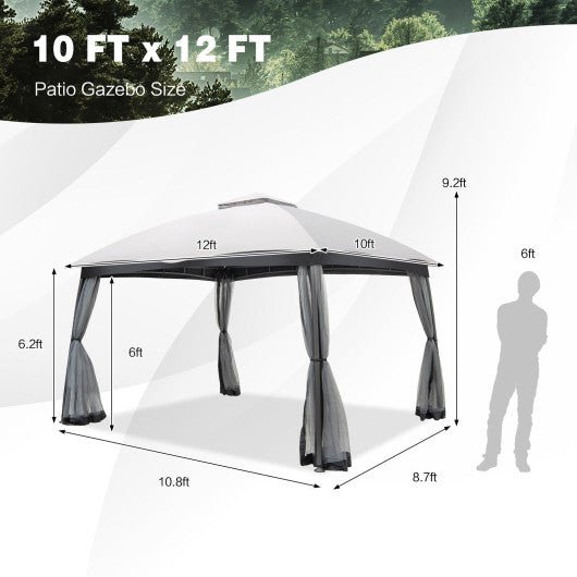  - 10 x 12 Feet Patio Double - Vent Canopy with Privacy Netting and 4 Sandbags - Outdoor Style Company