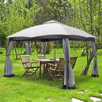  - 10 x 12 Feet Patio Double - Vent Canopy with Privacy Netting and 4 Sandbags - Outdoor Style Company