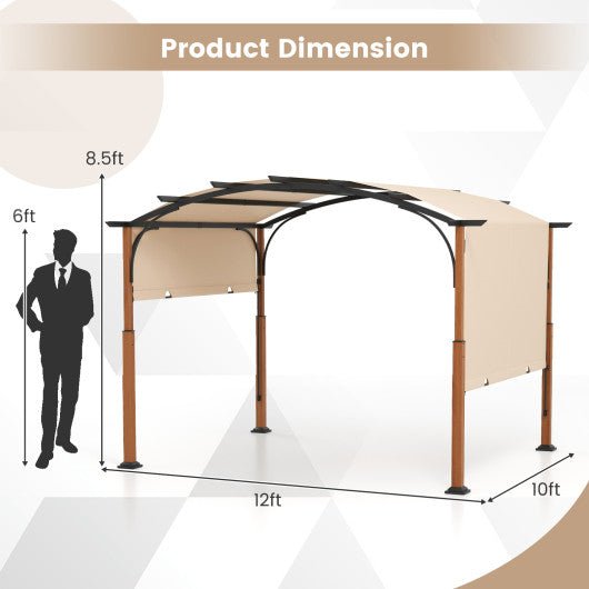  - 10 x 12 FT Outdoor Retractable Pergola with Retractable Canopy for Patio - Outdoor Style Company