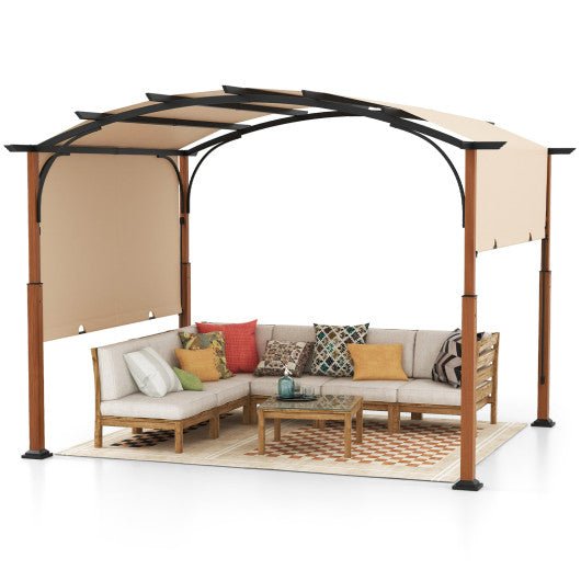  - 10 x 12 FT Outdoor Retractable Pergola with Retractable Canopy for Patio - Outdoor Style Company