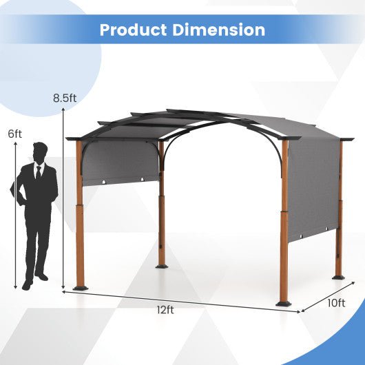  - 10 x 12 FT Outdoor Retractable Pergola with Retractable Canopy for Patio - Outdoor Style Company