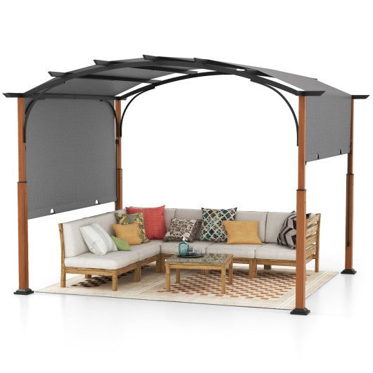  - 10 x 12 FT Outdoor Retractable Pergola with Retractable Canopy for Patio - Outdoor Style Company