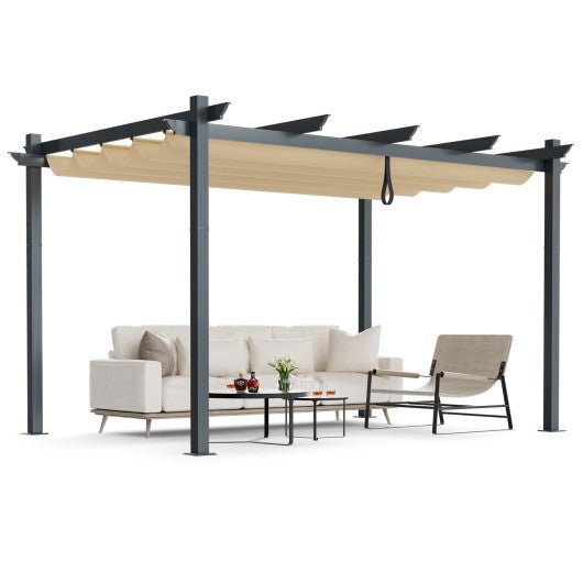  - 10 x 13 Feet Outdoor Aluminum Retractable Pergola Canopy Shelter - Outdoor Style Company