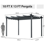  - 10 x 13 Feet Outdoor Aluminum Retractable Pergola Canopy Shelter - Outdoor Style Company