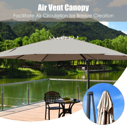  - 10 x 13 Feet Rectangular Cantilever Umbrella with 360° Rotation Function - Outdoor Style Company