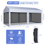  - 10 x 20 Feet Pop up Canopy Tent with Removable Sidewalls for Party - White - Outdoor Style Company