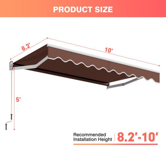  - 10 x 8.2 Feet Retractable Awning with Easy Opening Manual Crank Handle - Outdoor Style Company