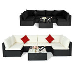  - 7 Pieces Sectional Wicker Furniture Sofa Set with Tempered Glass Top - Outdoor Style Company