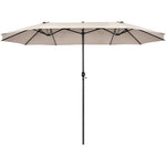 15 Feet Patio Double-Sided Umbrella with Hand-Crank System-Beige