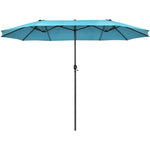 15 Feet Patio Double-Sided Umbrella with Hand-Crank System-Turquoise