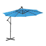 10 Feet Patio Solar Powered Cantilever Umbrella with Tilting System-Blue