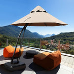  - 11 Feet Outdoor Cantilever Hanging Umbrella with Base and Wheels - Outdoor Style Company