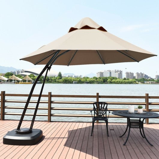  - 11 Feet Outdoor Cantilever Hanging Umbrella with Base and Wheels - Outdoor Style Company