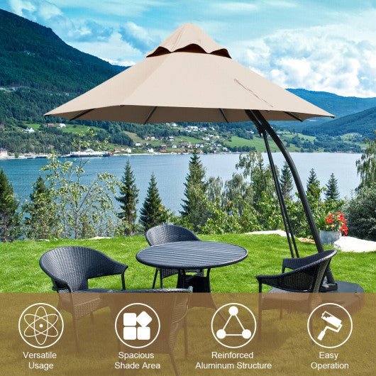  - 11 Feet Outdoor Cantilever Hanging Umbrella with Base and Wheels - Outdoor Style Company