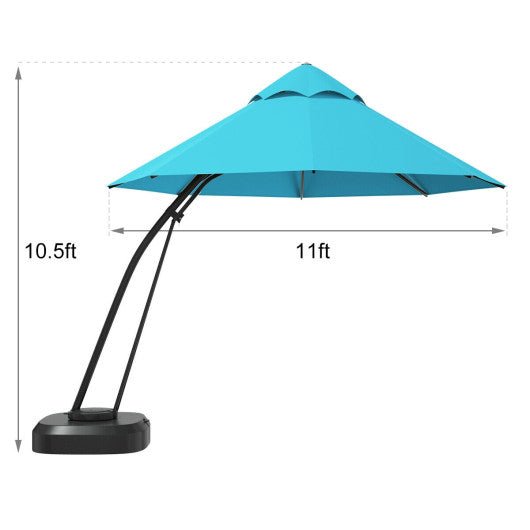  - 11 Feet Outdoor Cantilever Hanging Umbrella with Base and Wheels - Outdoor Style Company