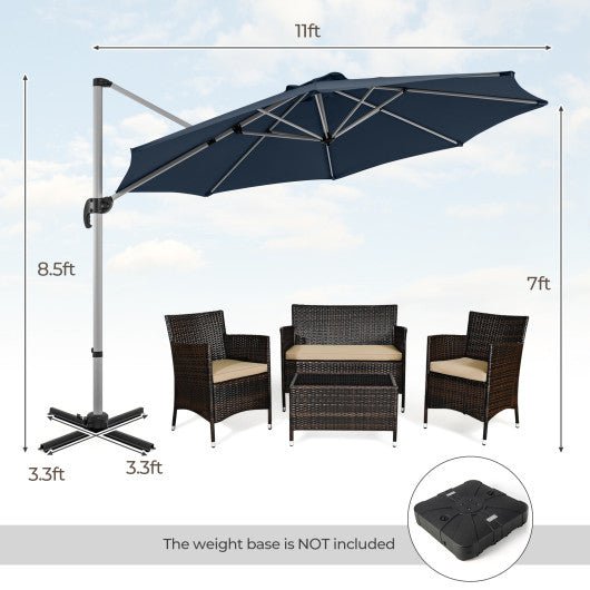  - 11 FT Outdoor Patio Umbrella with 360° Rotation and Adjustable Tilt - Navy - Outdoor Style Company