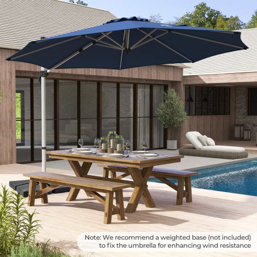  - 11 FT Outdoor Patio Umbrella with 360° Rotation and Adjustable Tilt - Navy - Outdoor Style Company